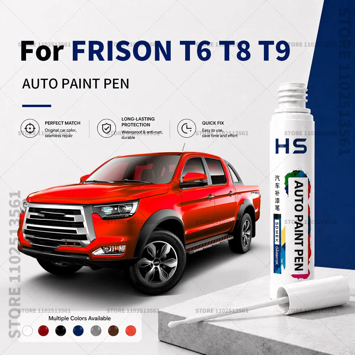 Touch Up Paint Pen – Quick Car Scratch Repair for Chips & Minor Scratches For JAC FRISON T6 T8 T9 Red Arctic White Black Grey