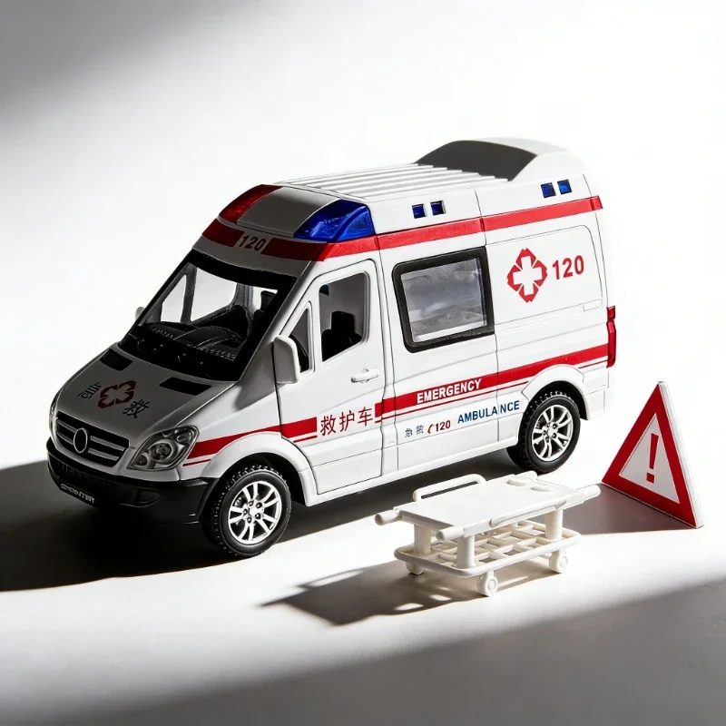 

Модель скорой помощи из сплава 1:32, откатная, со звуковыми и световыми эффектами, модель для учений по пожарной безопасности, детская игрушечная машинка
