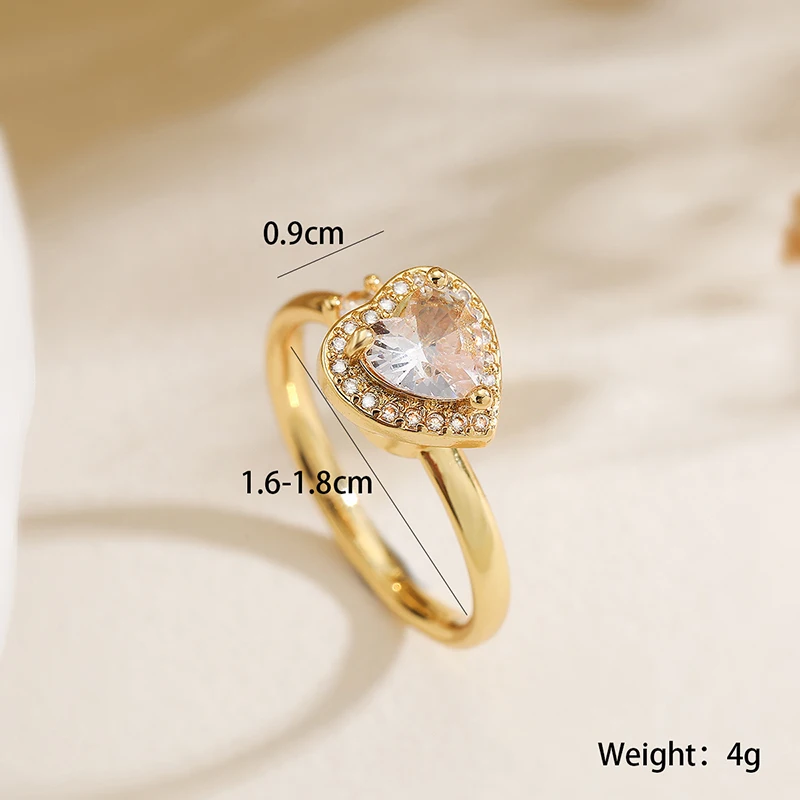 GANPUP Süßer Blumenherz-Zirkonia Verstellbarer Ring für Frauen Paare Mode Neuer Fingerring Schmuck Valentinstagsgeschenk Party – Detail 5