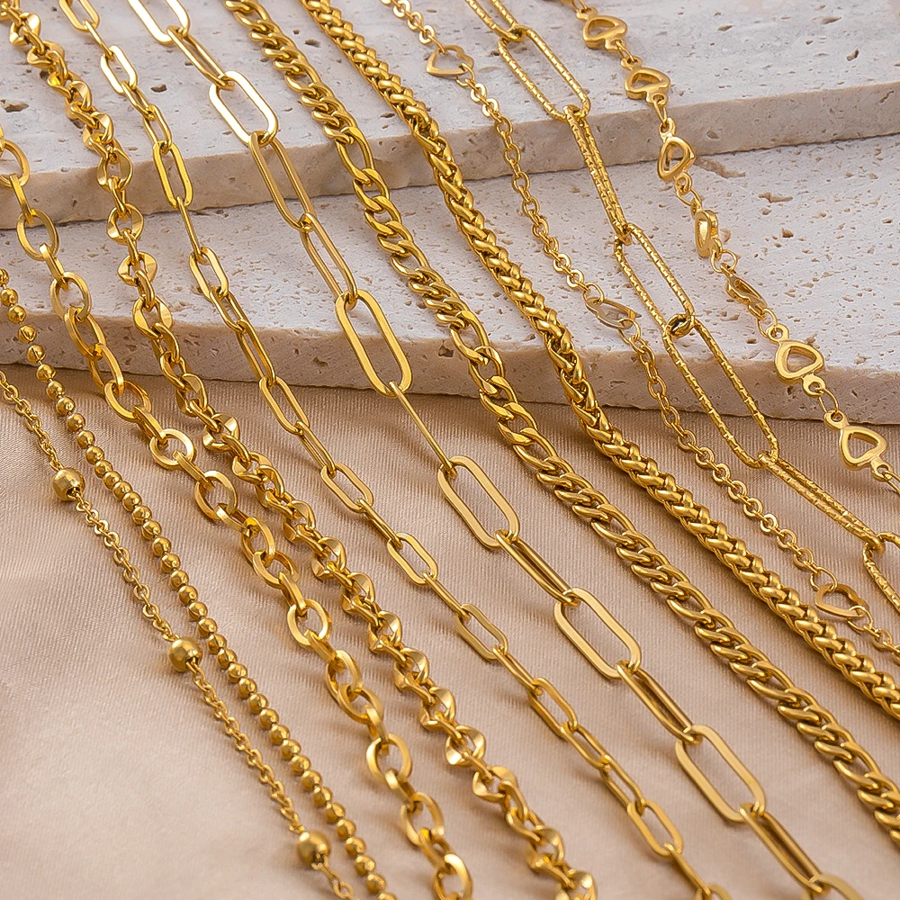No Fade 1Meter Stainless Steel Basic Chain for Jewelry Making Findings DIY Bracelet Necklace Chain Component MultiStyle Material