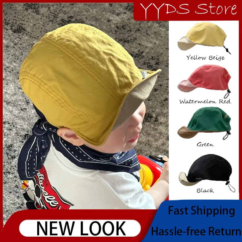 春夏キッズリバーシブル折りたたみ式速乾野球帽アウトドアキャンプ日よけ帽子男の子女の子用