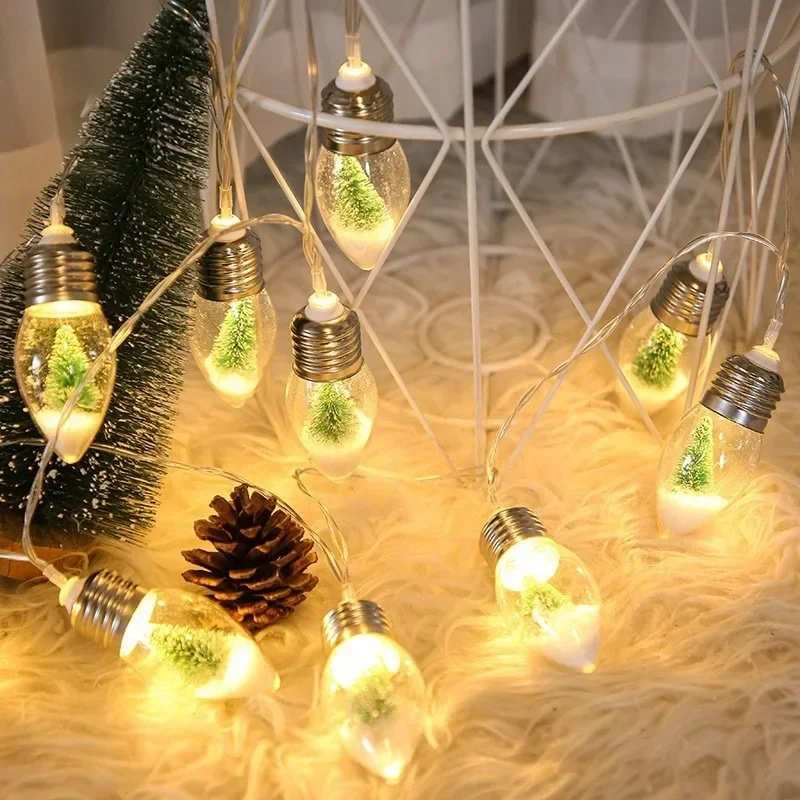 Guirxiété lumineuse LED Père Noël, arbre de Noël, poupées bonhomme de neige avec boîte à piles, USB, mini lampes solaires décoratives, lumières de cour