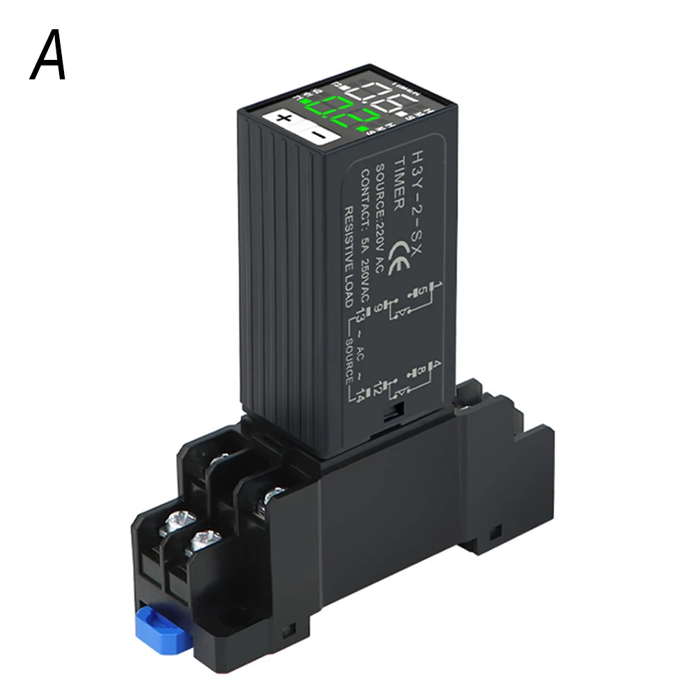 Black 12V 24V 220V Relay LED Digital Display Relay Voltage Regulator Stabilizers Electrical Timer Large-capacity Pins