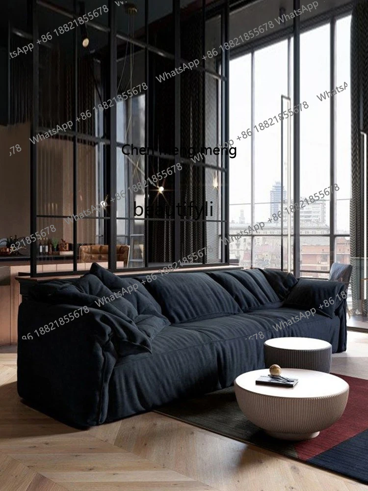 X   Elephant Ear Sofa Light Luxury and Simplicity Frosted Faux Leather Double Seat Living Room Fabric Craft Straight Row Sofa