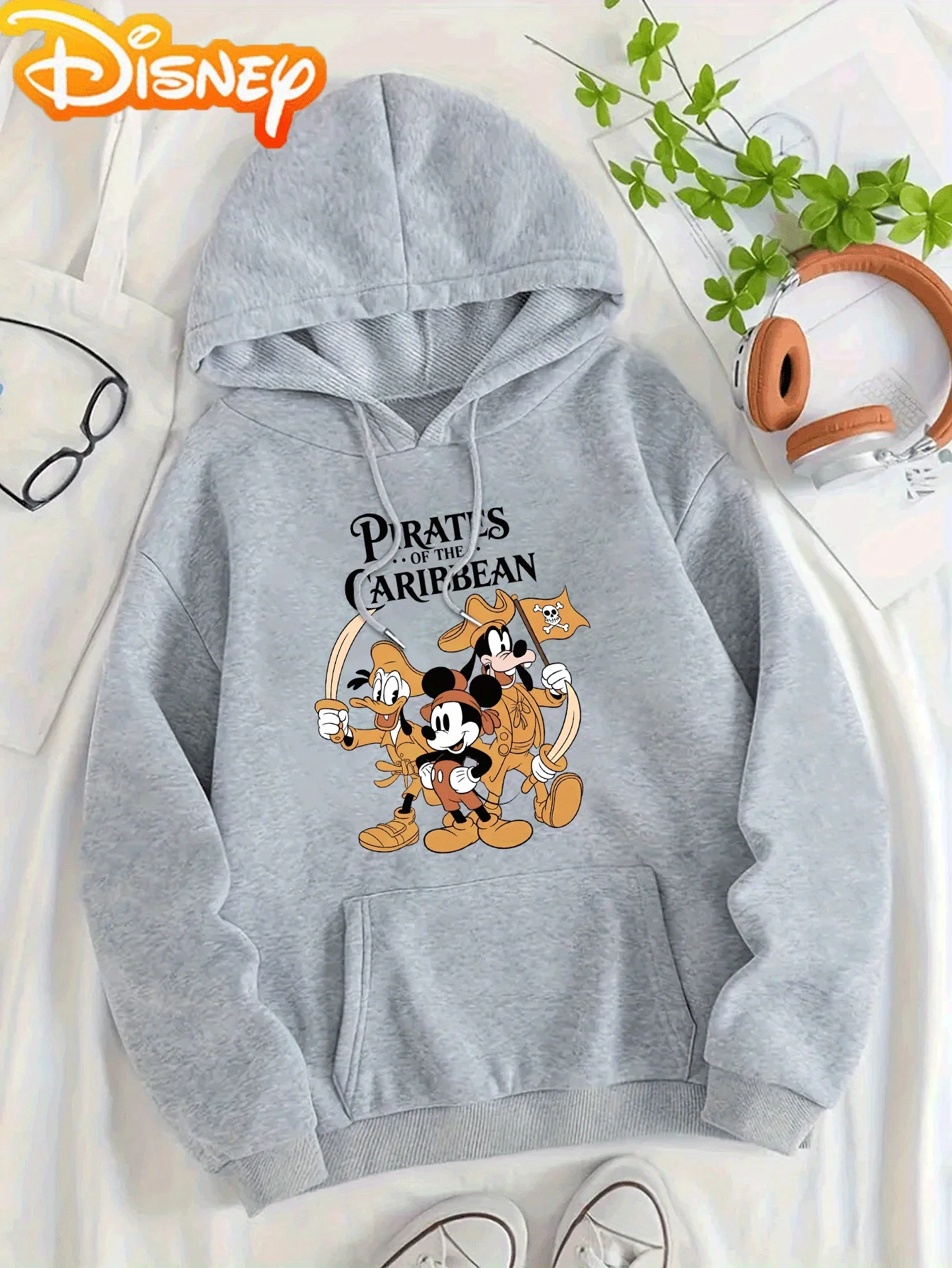 سويت شيرت نسائي بقلنسوة من قراصنة الكاريبي من ديزني جاك سبارو كابتن وقراصنة منقوشة ملابس كاجوال #1