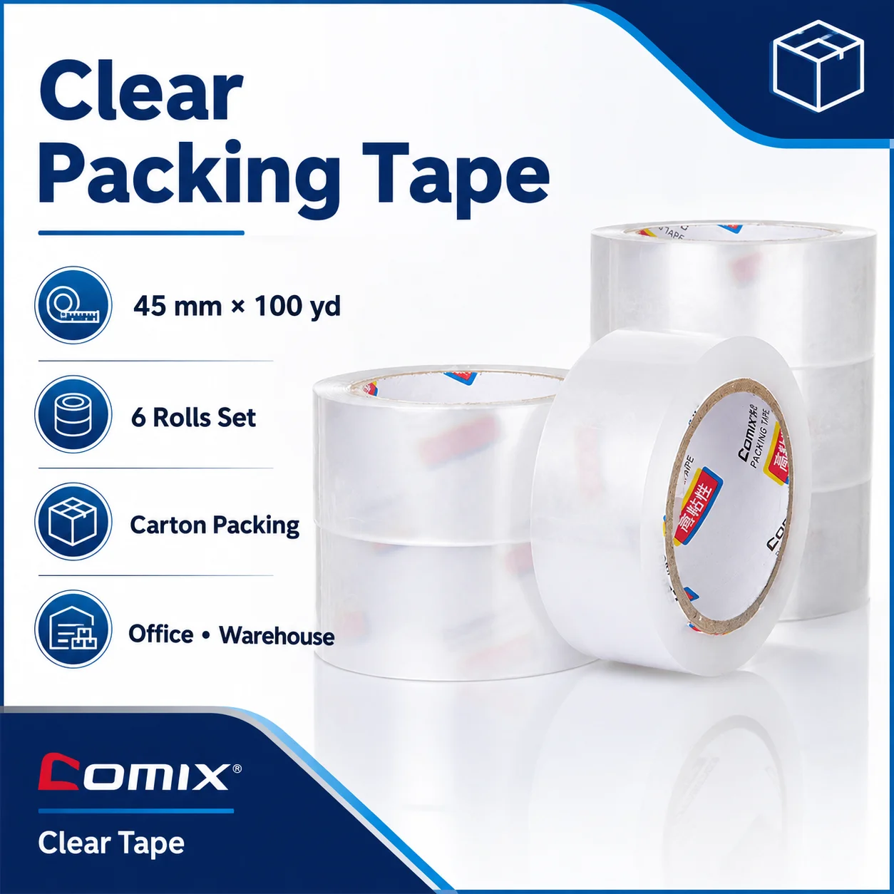 ruban-d'emballage-comix-45-mm-x-100-y-transparent-6-rouleaux-adhesif-pour-carton-pour-bureau-et-entrepot