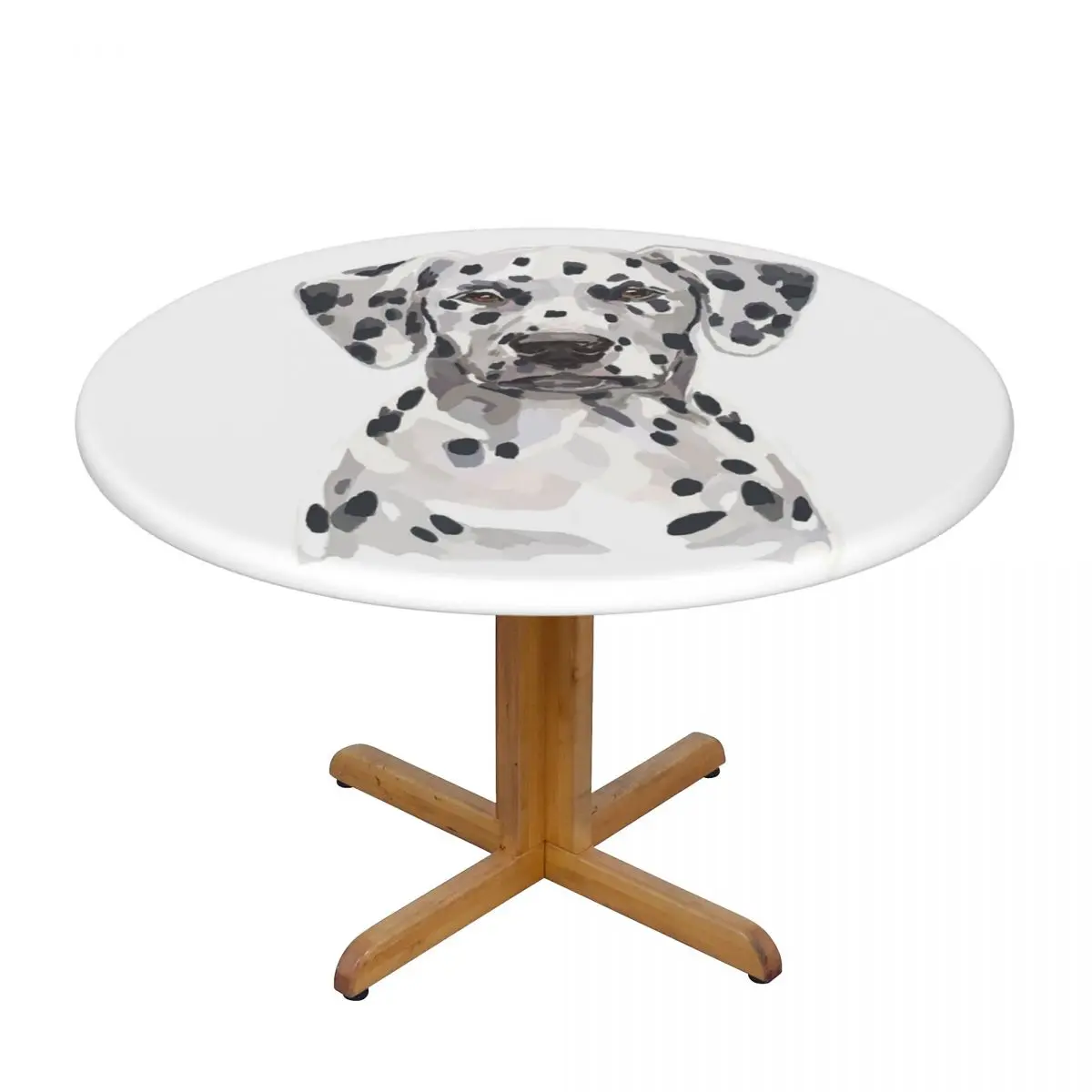 Dalmatian Waterproof Round Tablecloth Oilproof Table Cloth for Kitchen Events Dining Table Cover