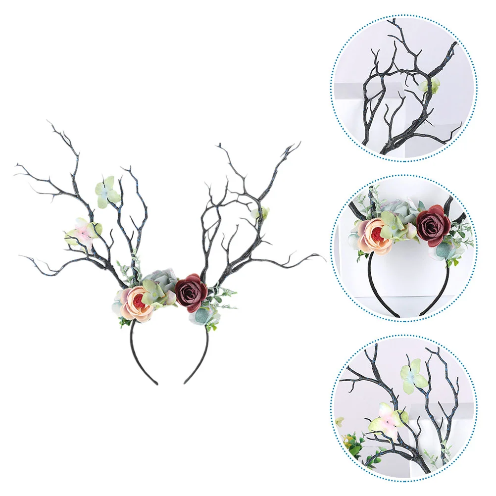 

Headdress Antler Branch Headband Christmas Hair Rabbit Costume for Woman Halloween Spider