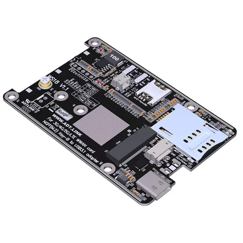 A92Z M.2 B-Key WWAN 5G Iot Card Slot To USB Tyep-C 4G LTE 5G Module Adapter Card Support 2230/3042/3052