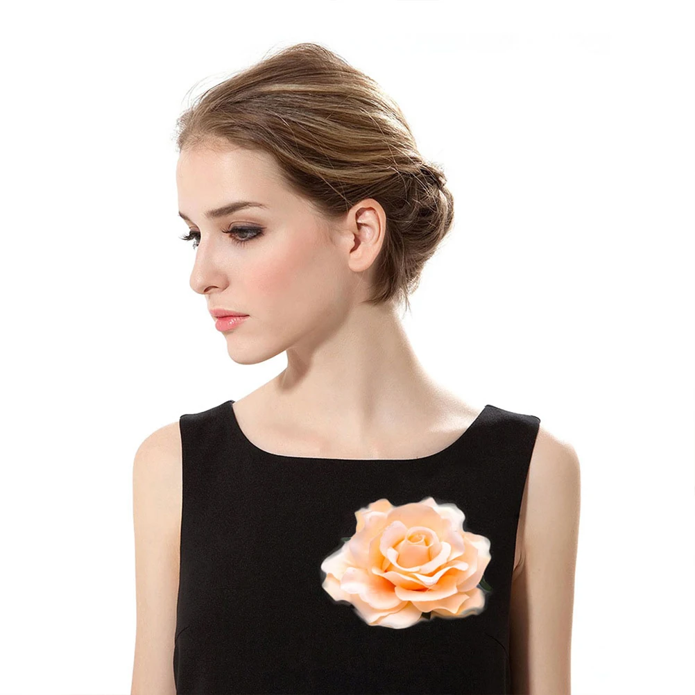 

5PCS Big Rose Brooch Realistic Flower Hair Clip Bridal Accessory Elegant Fabric Pin for Women Dress Wedding Party