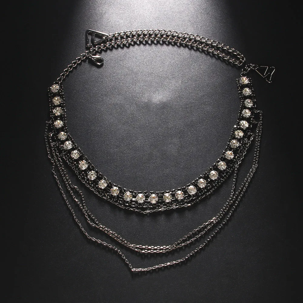 Stonefans Black Layered Shoulder Strap Luxury for Dress Decorative Body Accessories Rave Bikini Shoulder Chain for Women Jewelry