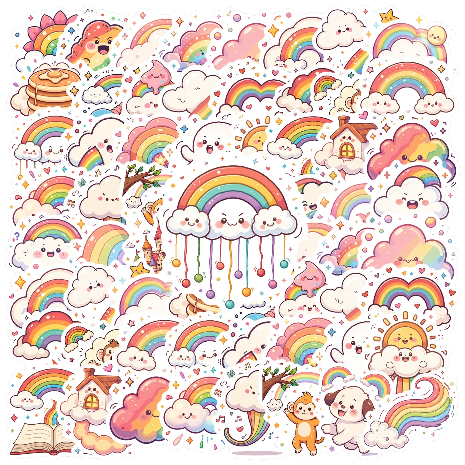 

35/50 шт., милые мультяшные наклейки с радужным узором, декор для ноутбука, скрапбукинга, водонепроницаемые кавайные наклейки с граффити, детские наклейки, декор