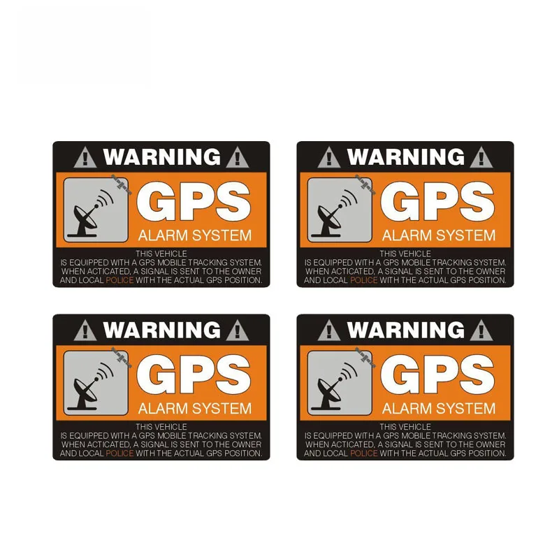 4 X Warning Car Sticker GPS Alarm System PVC Decal  Bumper Waterproof Auto Decors on Car Body Rear Window 8cm*5cm