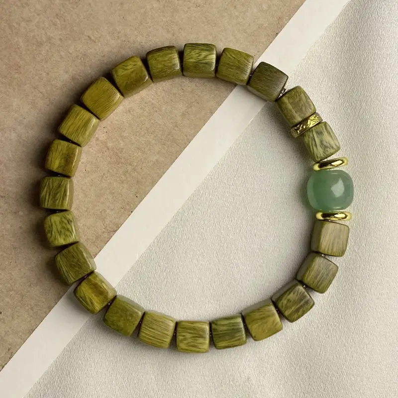 Vintage Green Sandalwood Bracelet Female Bodhi Root Cat Claw Amulet Hand String Couple Natural Chinese Style Buddha Beads