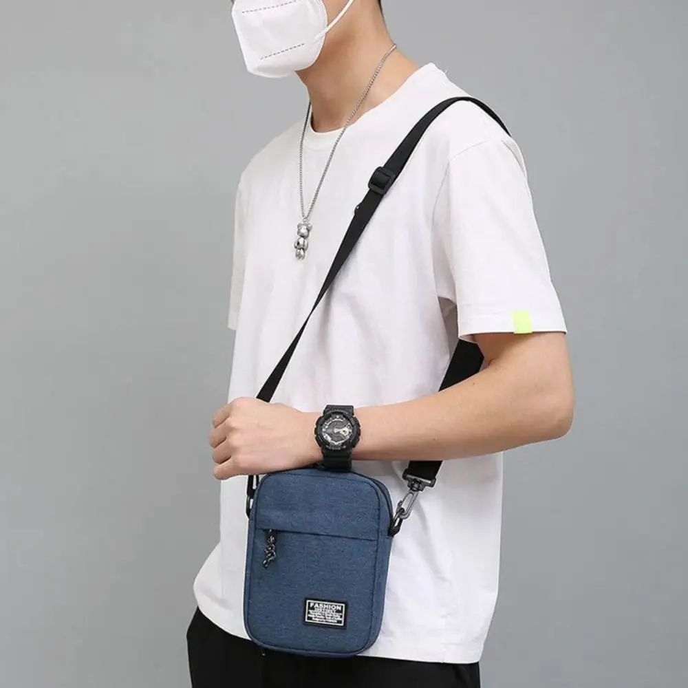 

Solid Color Men's Crossbody Bag Lightweight Small Bag Business Shoulder Bag Multi-function Multi-pockets Small Square Bag