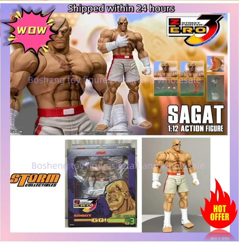 Boîte d'origine Storm Collectibles Storm Arena Street Fighter Alpha 3 Sagat Event Edition Exclusive 1/12 Blanc Rouge En stock Figurines