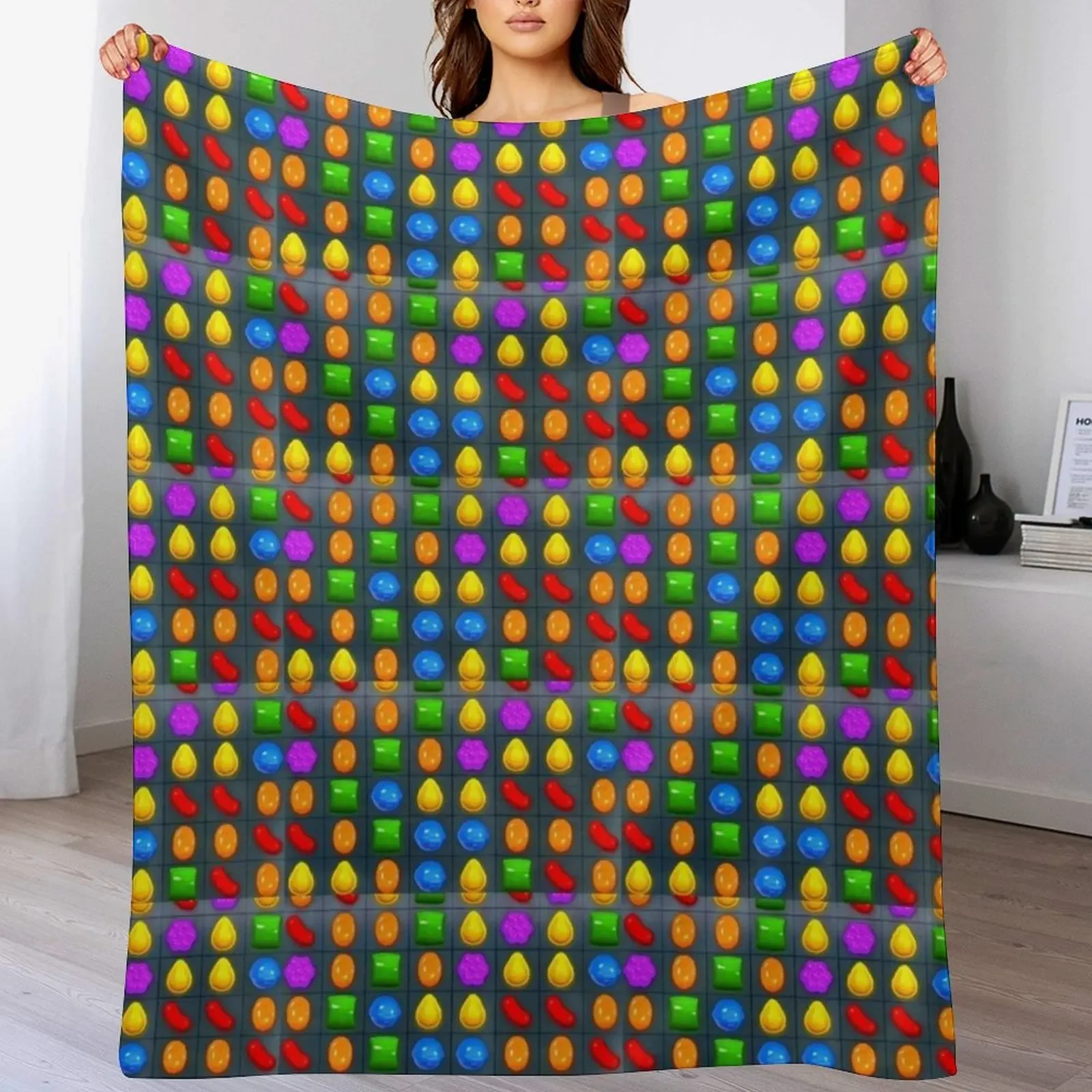 2022 All New candy crush Throw Blanket Furrys Blankets For Sofas Loose Soft Plaid Blankets