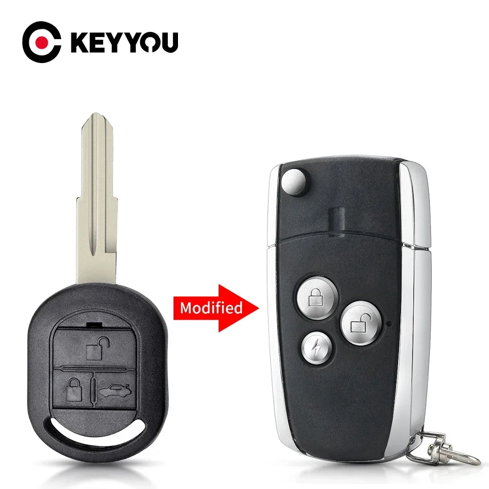 KEYYOU Modified Folding Flip Remote Key Shell For Chevrolet Buick Excelle 2005-2018 HRV 3 Buttons Car Key Shell Cover Case