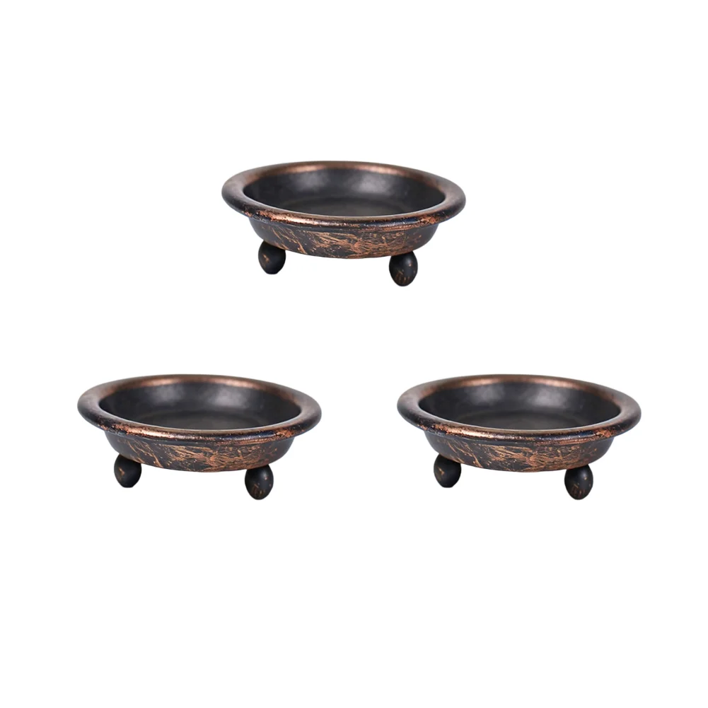 Elegant Black Gold Round Candle Tray Set 3 pcs Iron Candle Holders for Home Decor Table Centerpiece Mantel Display