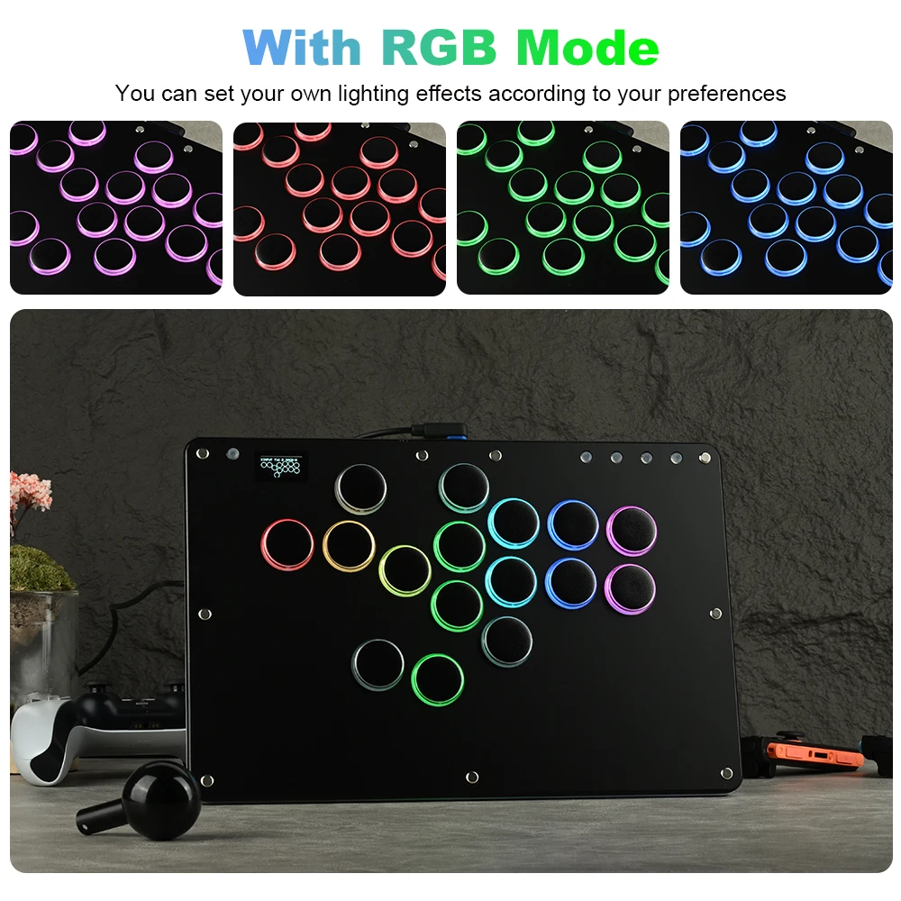 Haute42 T16 Black Stickless Hitbox Controller Leverless Arcade Fightstick For PC/PS4/PS5/Switch Fighting Game Hitbox Leverless - view 6