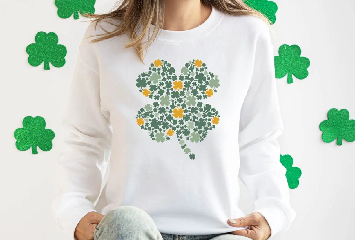 Voguish St. Patrick's Day Women Sweatshirt  Little Lucky Grass Makes The Big Lucky Grass Slgan Female Sweater Holidra Girl Tops