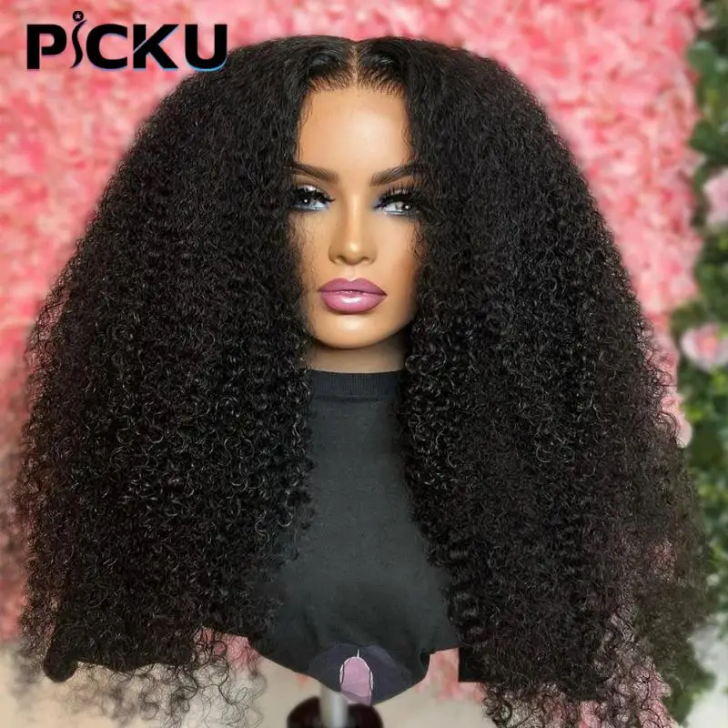 Crépus bouclés perruques 13x6 HD dentelle frontale perruque sans colle cheveux humains 4C Afro bouclés dentelle avant perruques de cheveux humains 4x4 HD dentelle fermeture perruque