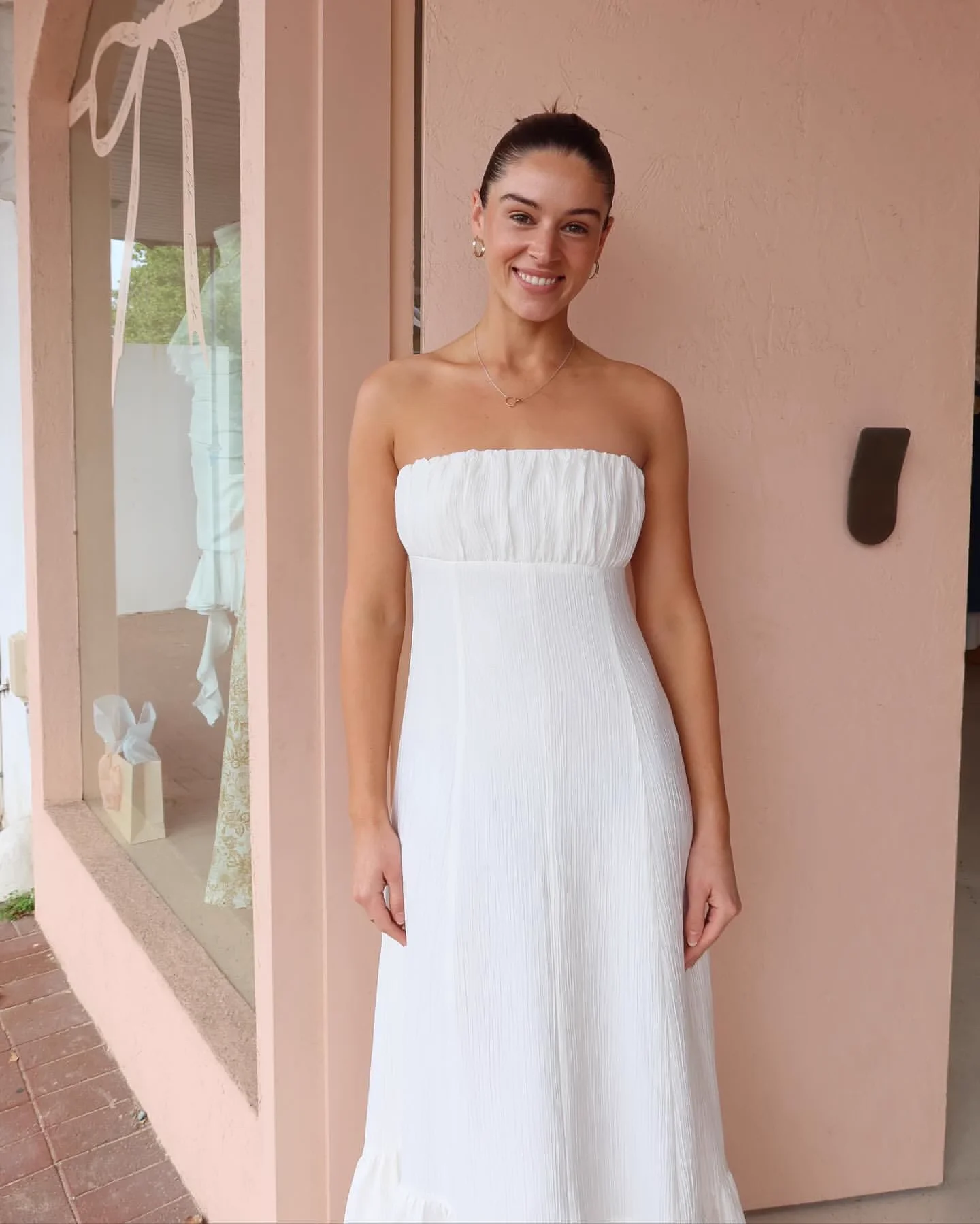 

Ladies White Party Long Dress Summer 2025 Strapless High Waist Pleated Elegant Female Robe