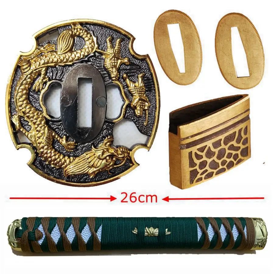 High Quality Set Handle Fittings Sword Tsuka Tsuba Menuki Fuchi Kashira Habaki Seppa For Japanese Sword Katana Wakizashi B-05