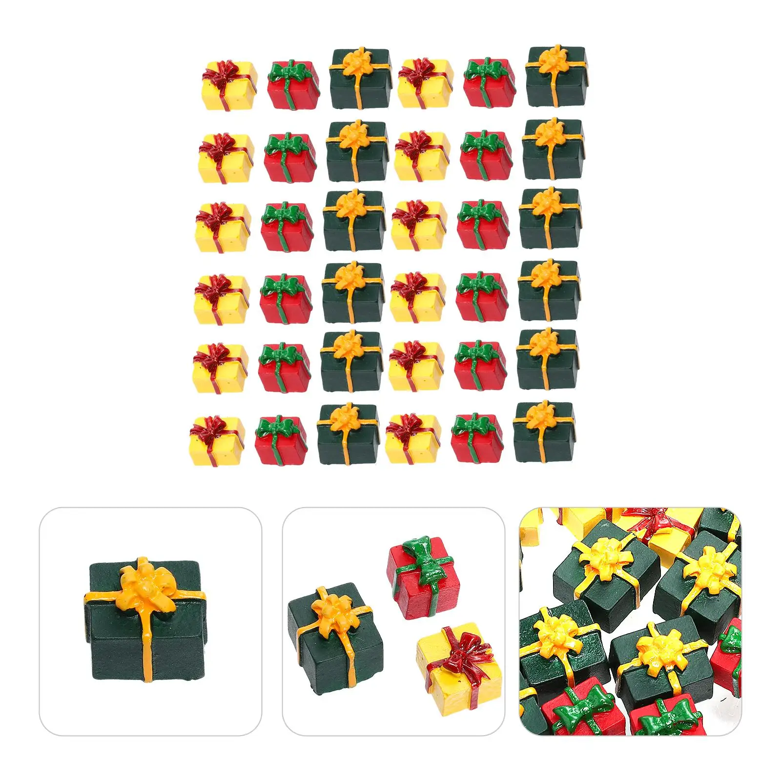 Coffret cadeau en résine, couleurs vives, décor de noël, chambre à coucher, salon, voiture, artisanat, Figurines miniatures, jouets