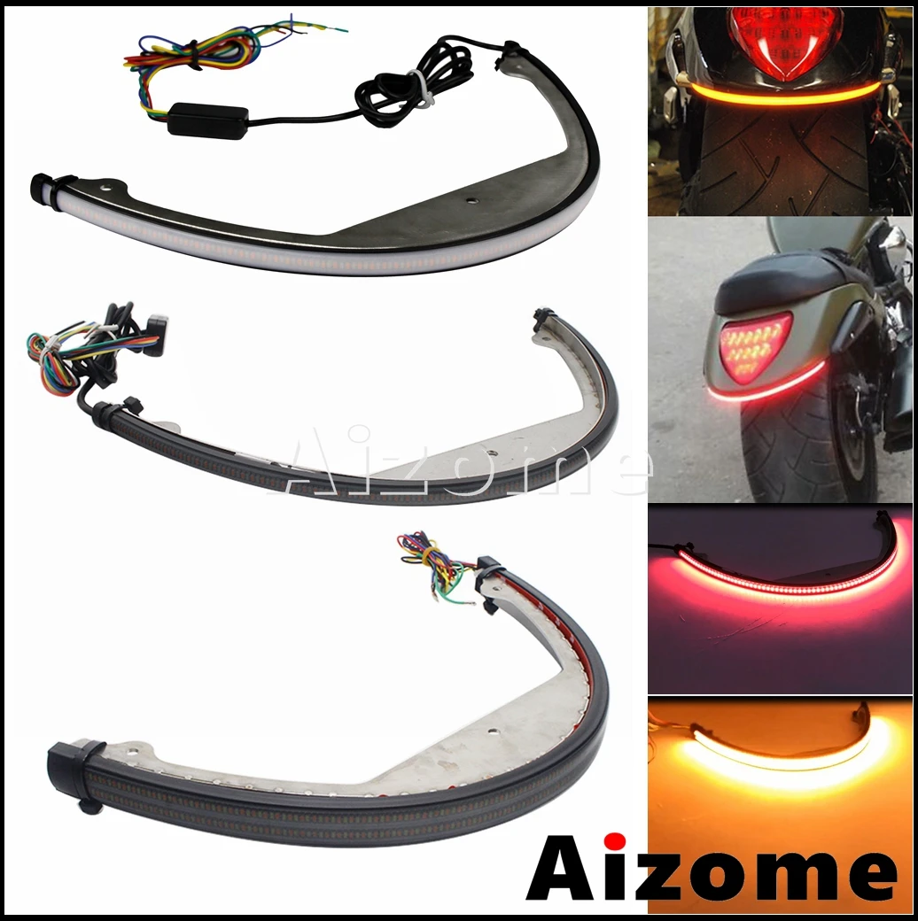 Motorcycle Rear Fender LED Flowing Sequential Turn Signals Lamp Brake Tail Light Bar Lamp For Suzuki Boulevard M109R M90 2006-up