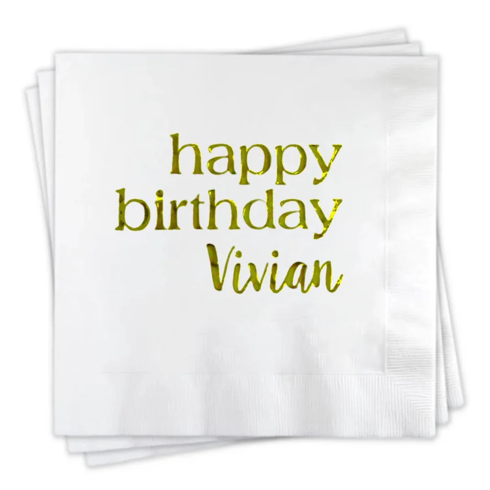 

50pcs Personalized Birthday Napkins, Adult Party Favor, Foil Stamped Party Napkin, Adult Birthday Hangover Cocktail Beverage