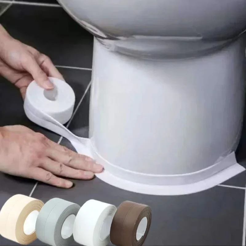 1m/3.2m PVC Waterproof Sealing Tape Self-Adhesive for Bathroom Sink Shower Bathtub Toilet - Wall Sticker Waterproofing Solution