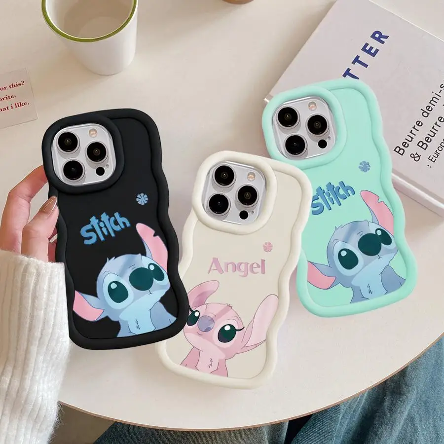 Disney Stitch Angle Lover Case for OPPO A5s A5 A7 A9 A11 A15 A12 A17 A16e A33 A53 A54 A57 A38 A17k A58 4G A32 A31 Soft Cover