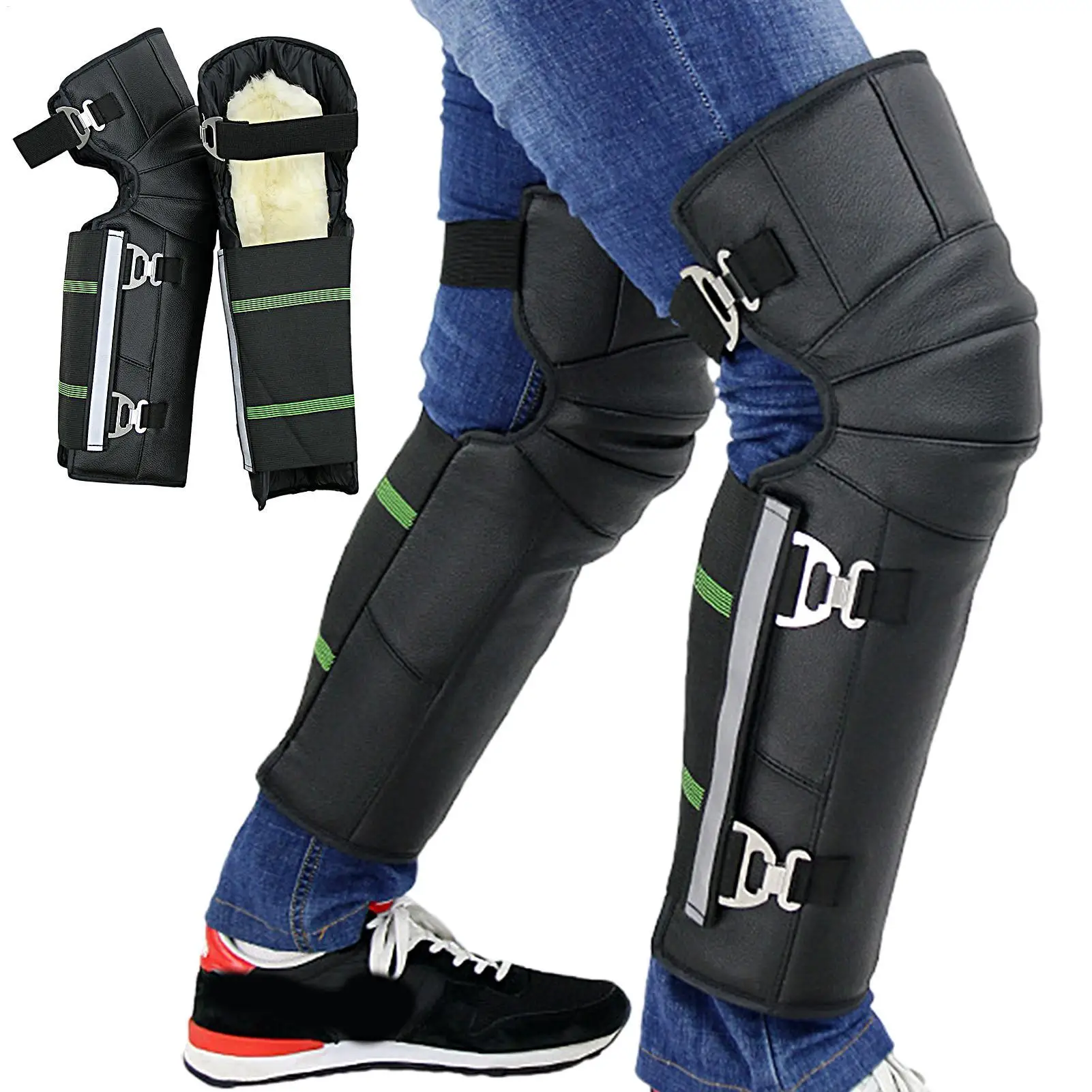 

50cm Long Motorcycle Wool Knee Pads Warm Motorcycle Knee Pads Windproof Leg Gaiter Knee Brace Guards Leggings Covers