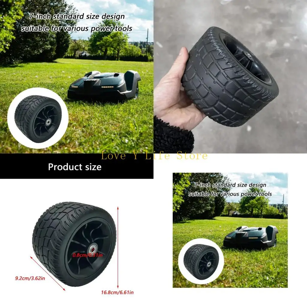 

L74C 7" Rotating Rubber Wheel Build In Ball Bearing For Lawn Equipment Power Tool Accessories