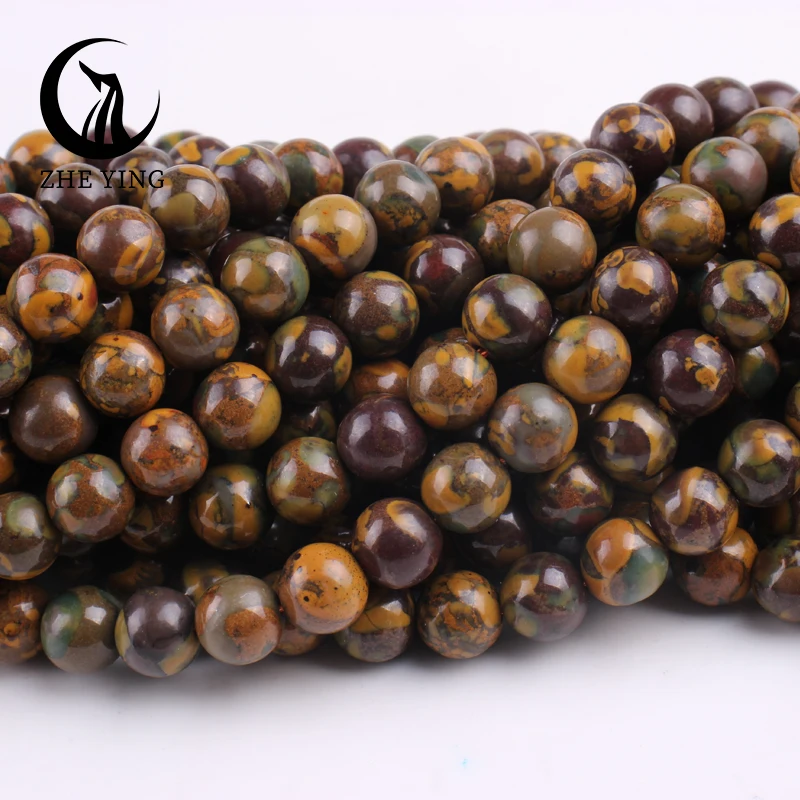 Natural Stone Beads Brown Nuwa Stone Round Loose Spacer Beads For Jewelry Making Bracelets DIY Accessories 6 8MM Pick Size 15\