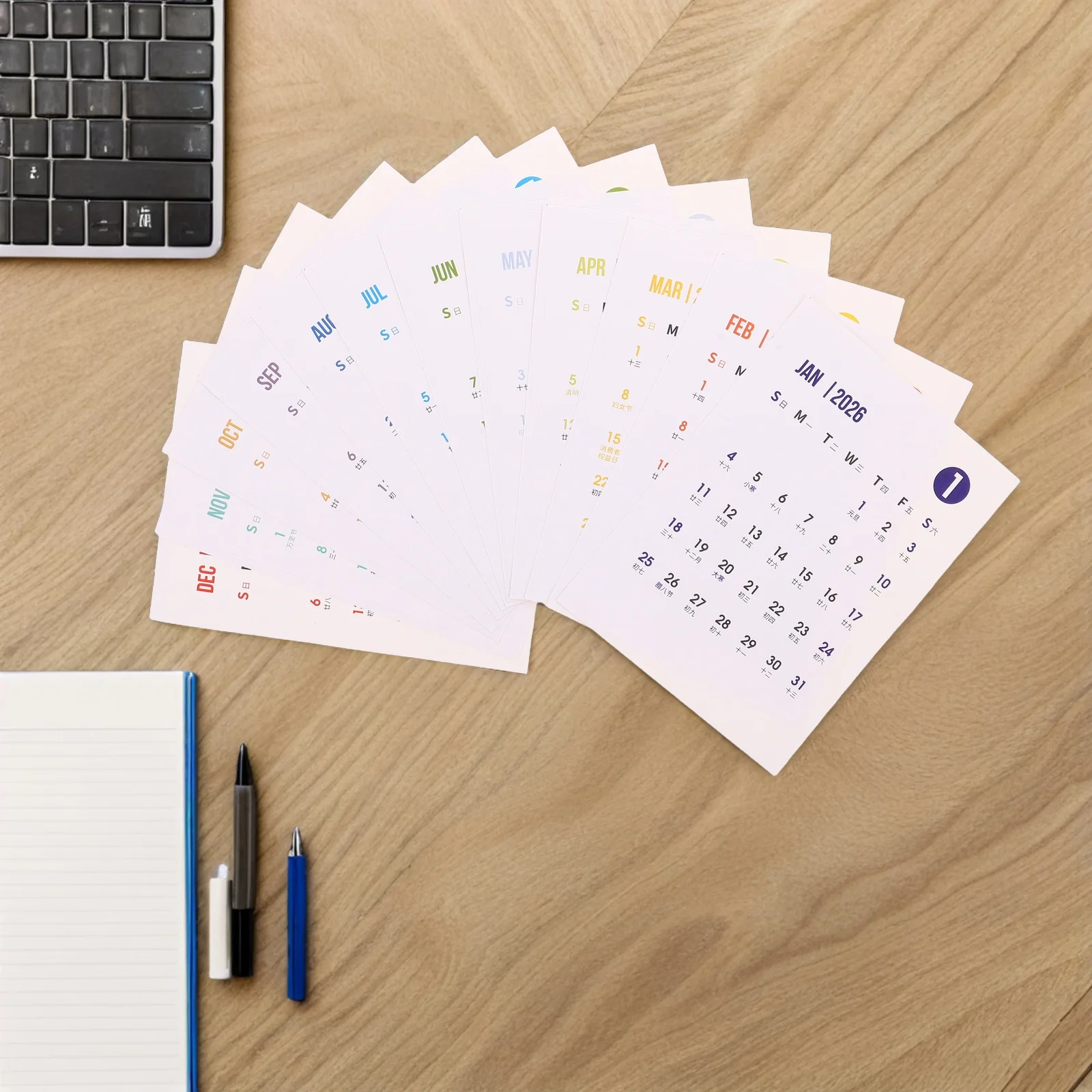 1 set 2026 creatieve kalenderstickers kleine zelfklevende maandelijkse plannervellen voor dagboek bureau muur display jaarlijkse organisator