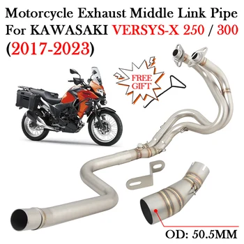 Slip On For KAWASAKI VERSYS-X 250 300 2017 - 2022 2023 Motorcycle Exhaust Full System Modify 51MM Escape Front Middle Link Pipe