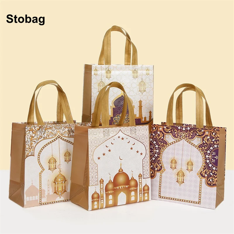 

Многоразовые подарочные сумки-тоут из нетканого материала StoBag (12/30 шт.) для Рамадана, с принтом Луны, водонепроницаемые, для хранения, для вечеринок