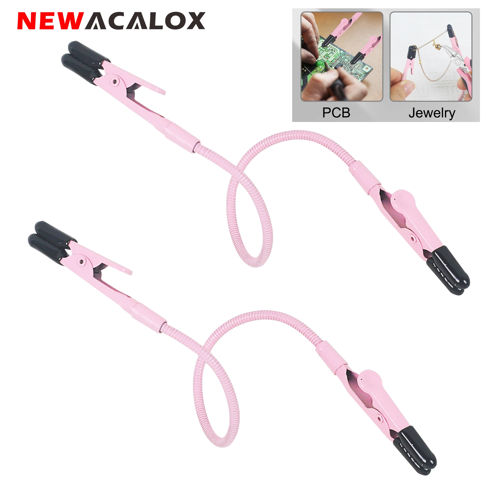 

NEWACALOX Double Ended Flexible Arm Alligator Clip 2pcs Soldering Helping Hand PCB Circuit Board Clamp Jewelry Making Tools