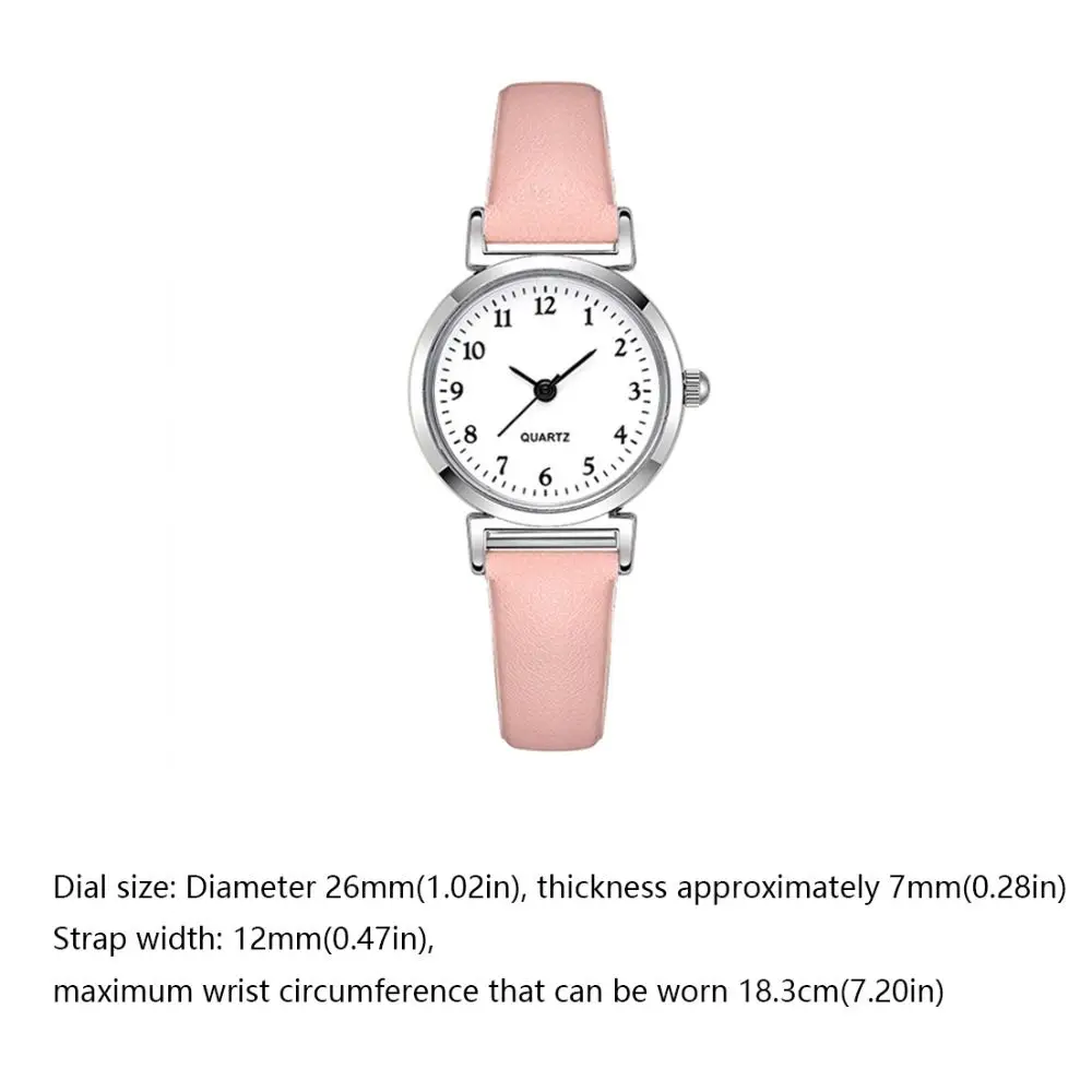 جديد جولة الهاتفي ساعة كوارتز الفولاذ المقاوم للصدأ بو حزام من الجلد المرأة ووتش لون الحلوى بسيطة السيدات ساعات المعصم الهدايا #6