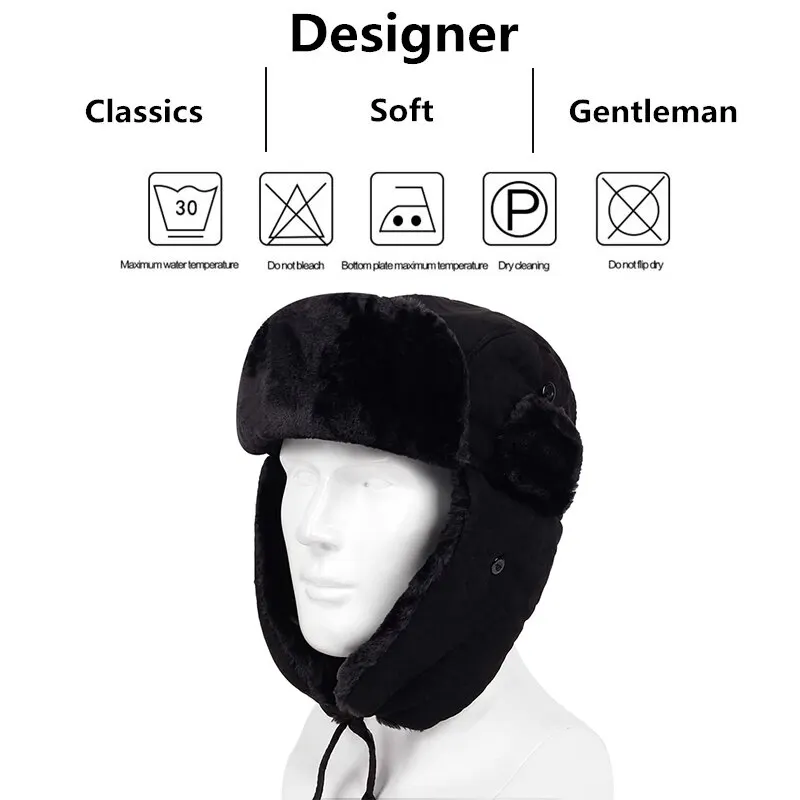 Unisex Winter Hat Russian Earflap Hat Keep Warm Ski Hat Men Women Bomber Hats for Outdoor Riding and Snow Activities