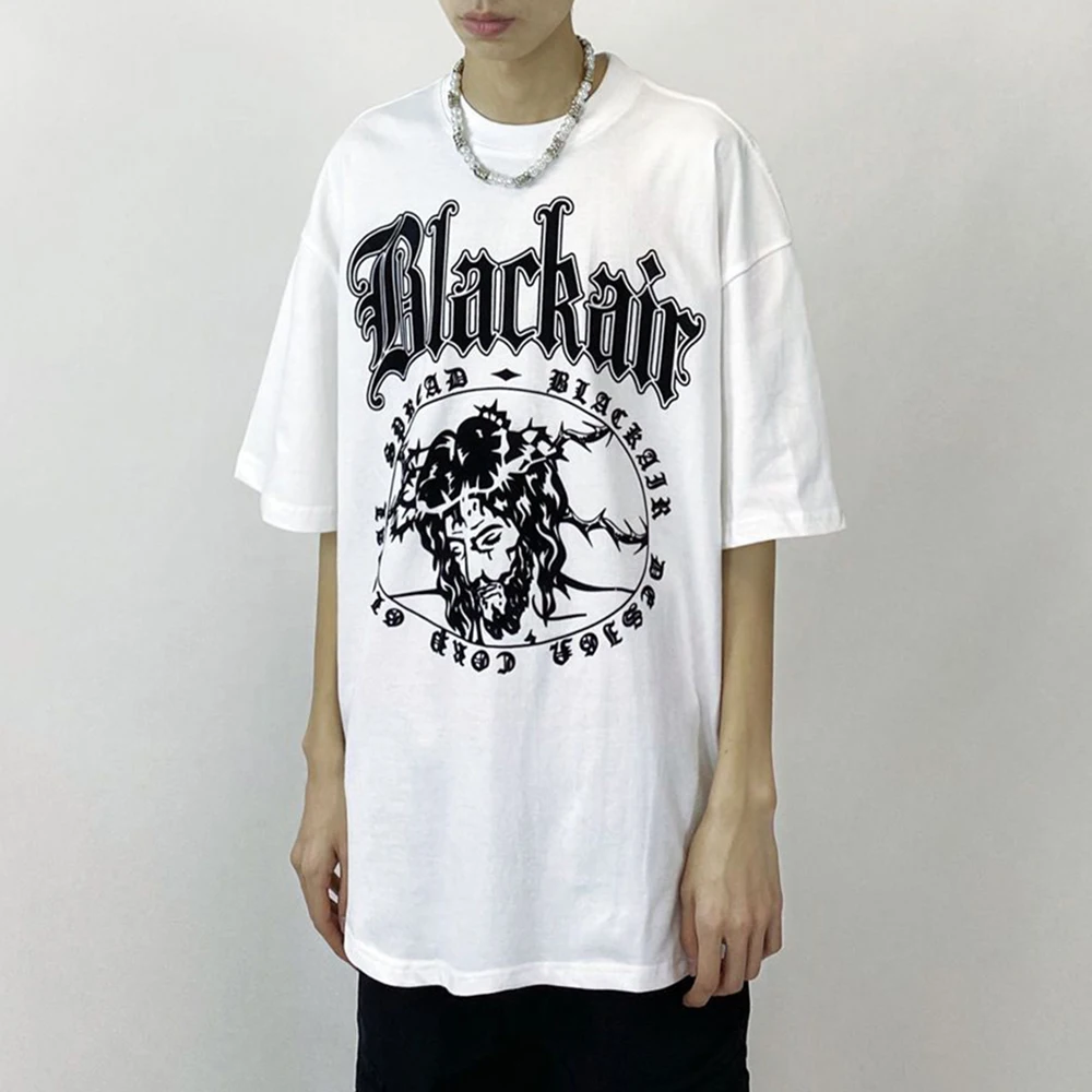

Men's Loose T-Shirt Y2k Print High Street Hip-Hop American Style Fashionable Retro Cotton Casual Top 2024 Spring And Summer