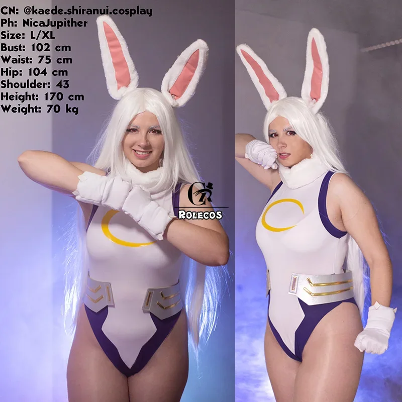 ROLECOS MHA Cosplay Costume Rabbit Hero Miruko Sexy Jumpsuit BNHA Bunny Girl Cosplay Rompers Suit