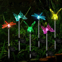 Solar Butterfly Dragonfly Hummingbird Garden Light Outdoor Solar Stake Light Color Changing Solar Landscape Lawn Yard Light