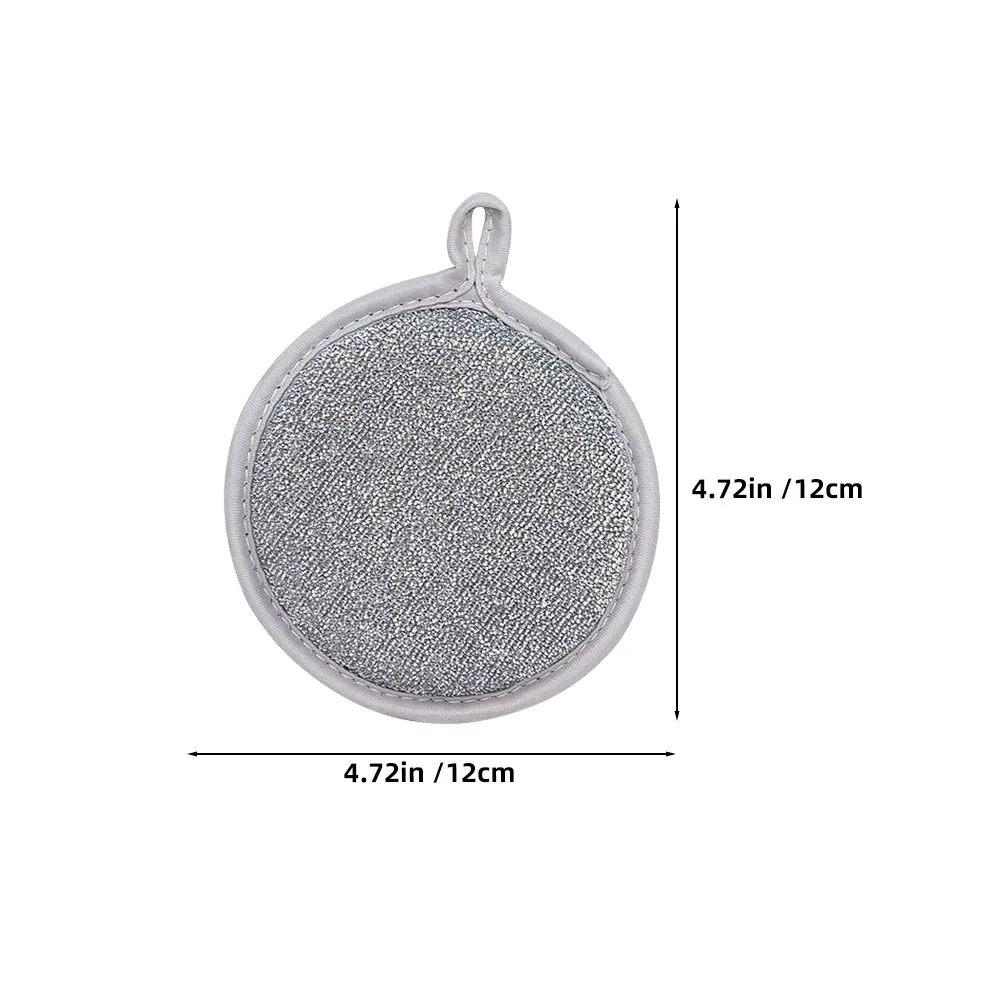 10Pcs Round Double-Sided Silver Thread Dishwashing Sponge Non Scratch Scrubber Pads Kitchen Cleaning Tool Reusable Effective