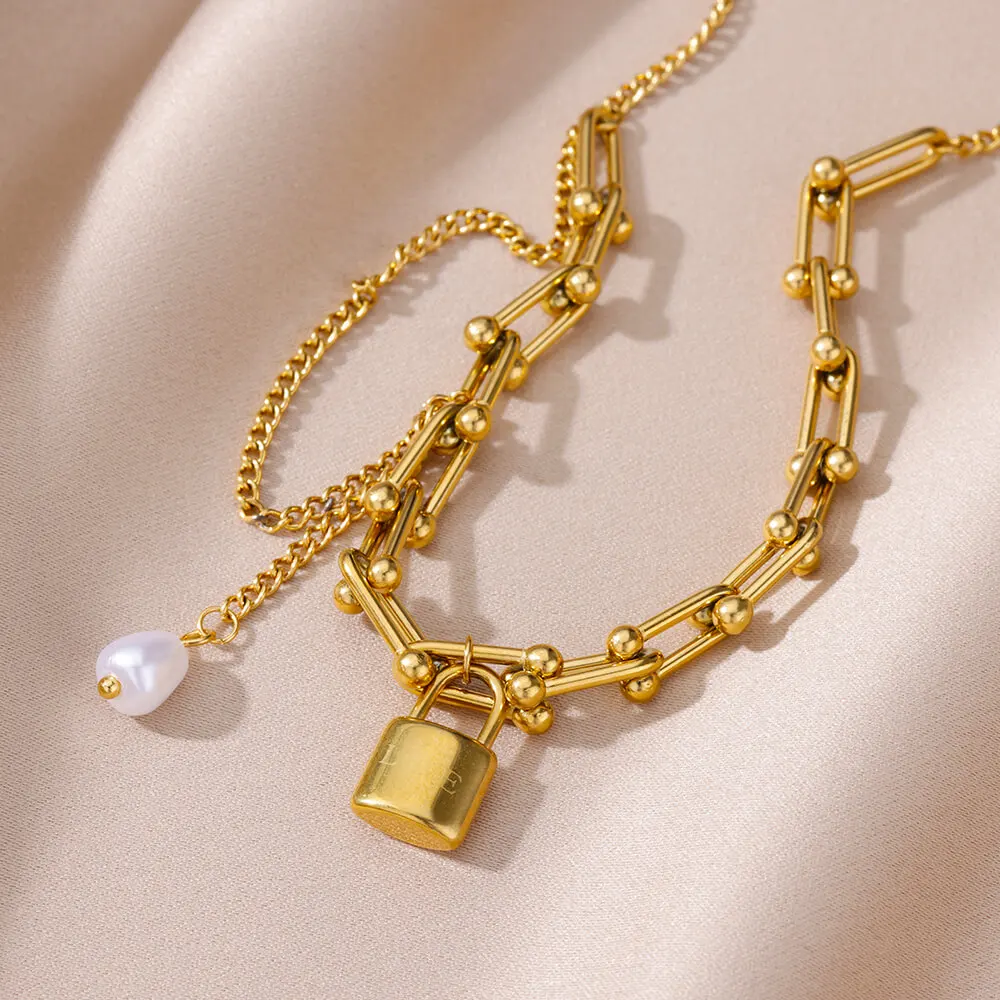 9 Style Multilayer Necklace For Women Stainless Steel Clavicle Chain Vintage Chokers For Women Accessories Jewelry image 2