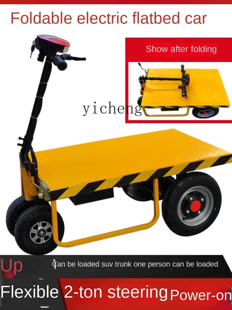 Xl Reverse Donkey Electric Folding Platform Trolley Construction Site Three-Wheel Hand Push Cargo Carrier Project