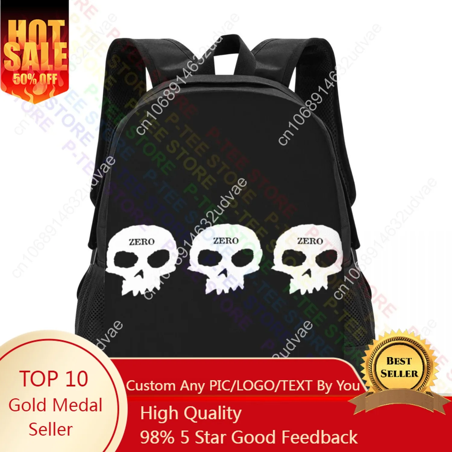 

Zero Skateboards 3 SkullBackpack Large Capacity Bookbag School Sport Bag