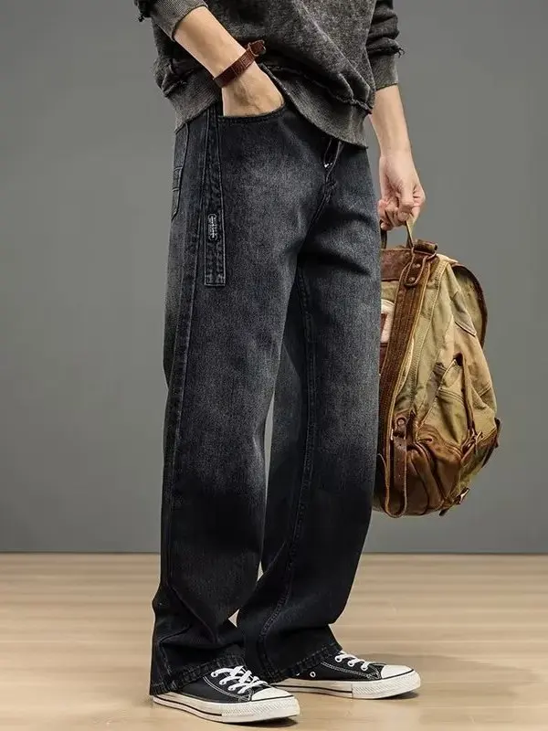 

Worn-look Straight-leg Men's Jeans Casual Versatile Wear-resistant Spring Autumn New Sle Retro Waed Loose Fit Jeans